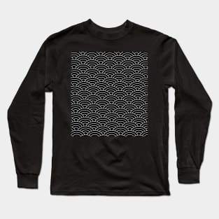 Seigaiha Pattern Black Long Sleeve T-Shirt